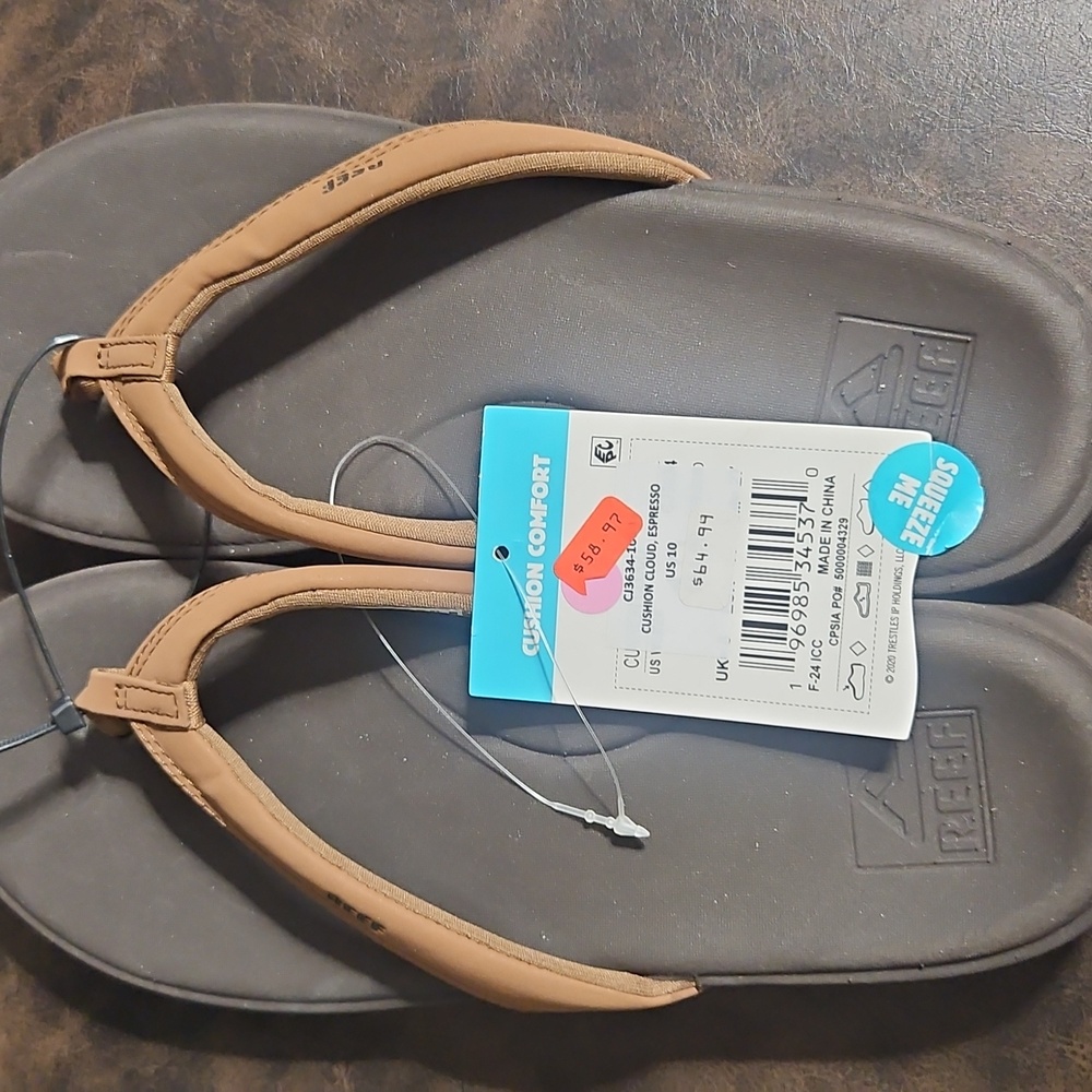 Reef Tan and Gray Cushion Comfort Sandals